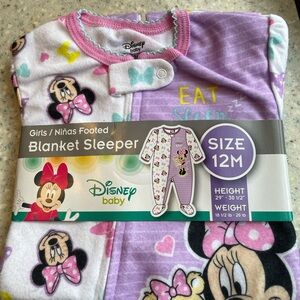 Disney Baby Minnie Mouse Blanket Sleeper With Footies Size 12 Months NEW